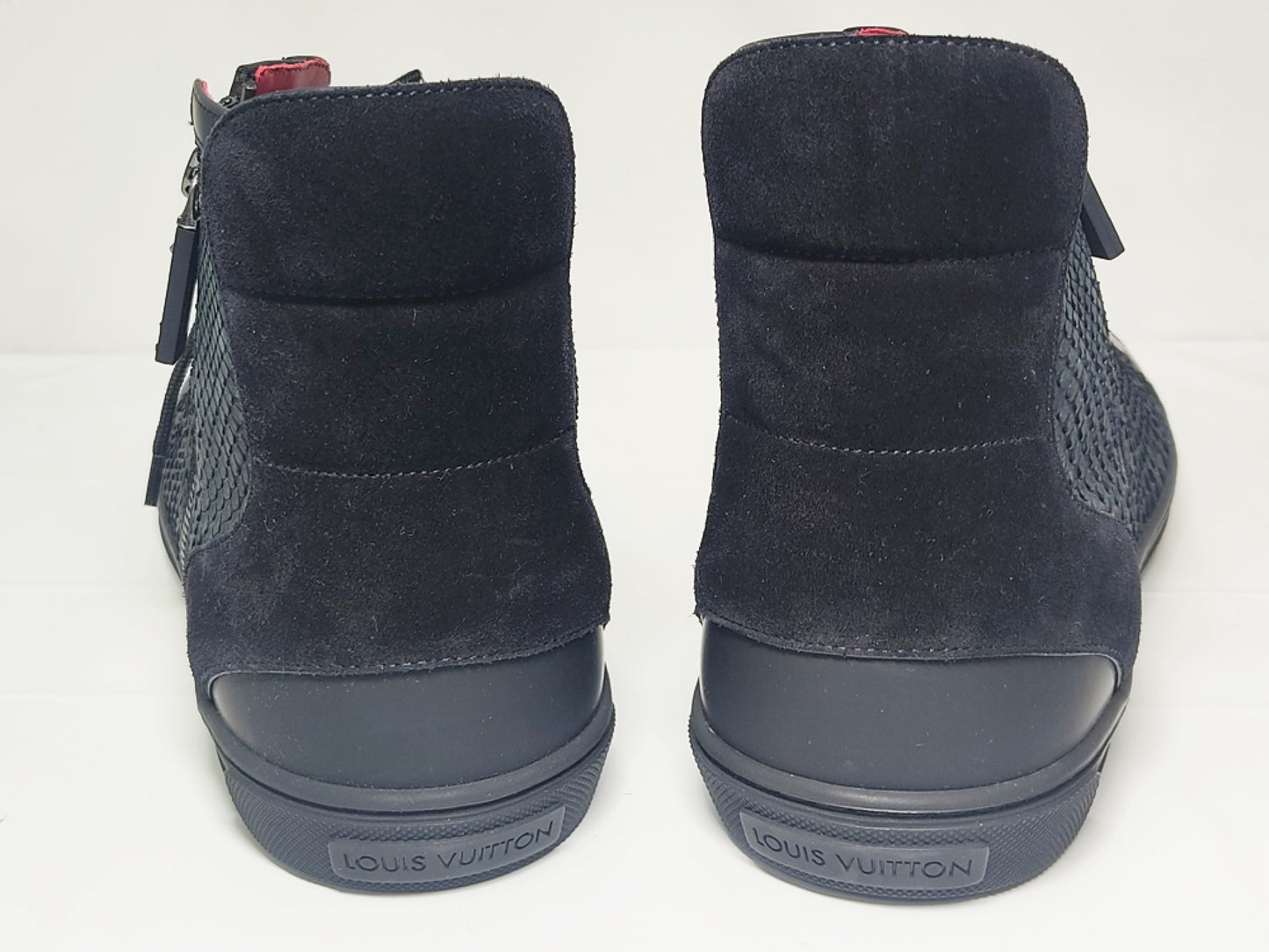 LOUIS VUITTON High-Top Sneakers, Size 11, Leather x Rubber/Black