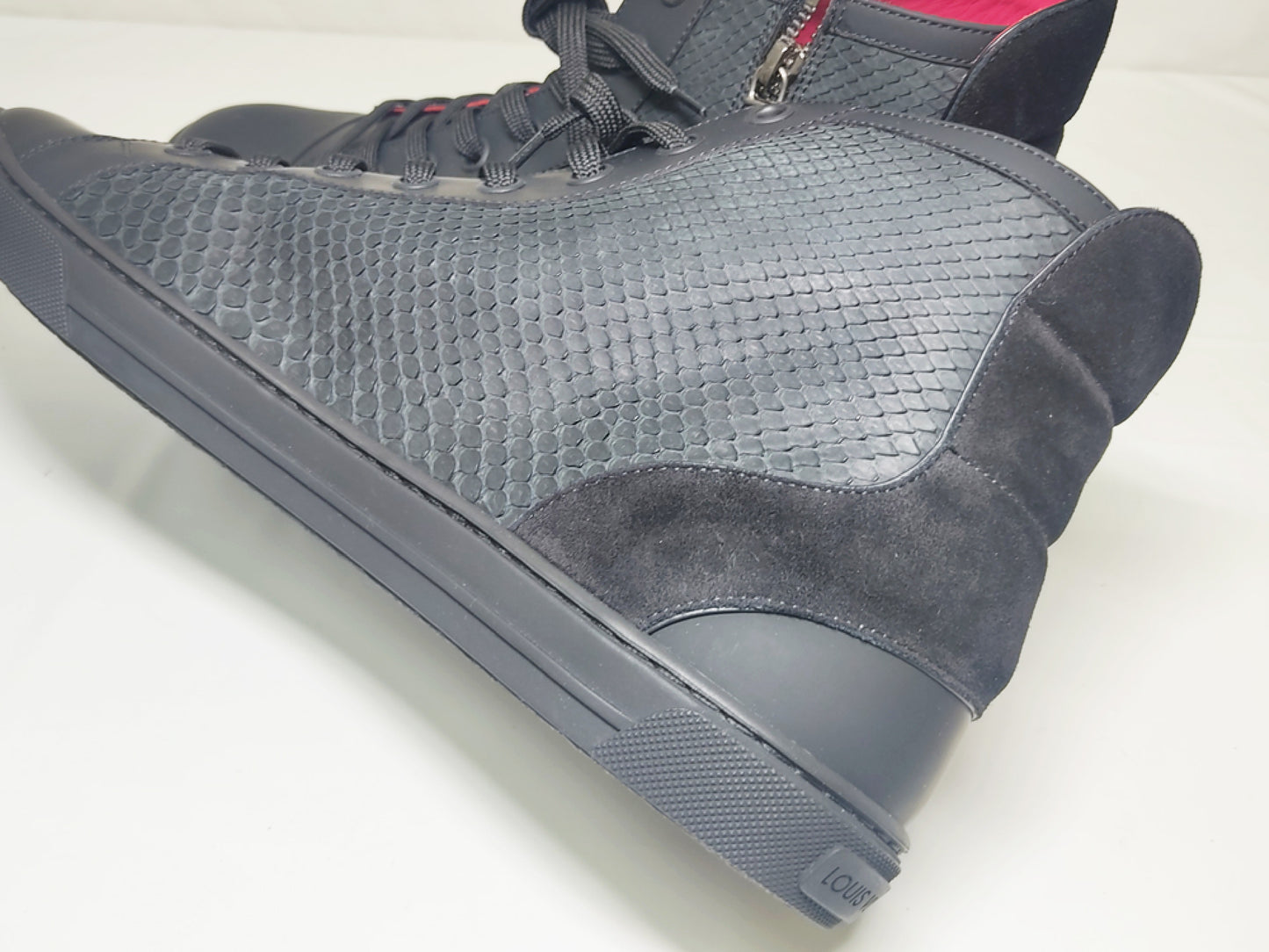 LOUIS VUITTON High-Top Sneakers, Size 11, Leather x Rubber/Black
