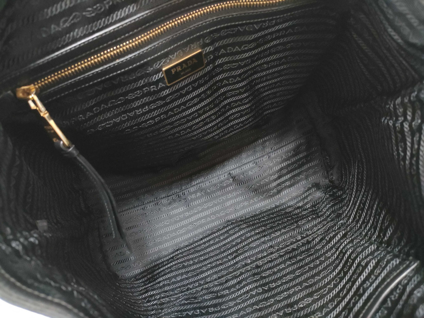 PRADA Triangle Logo Canvas Tote Bag