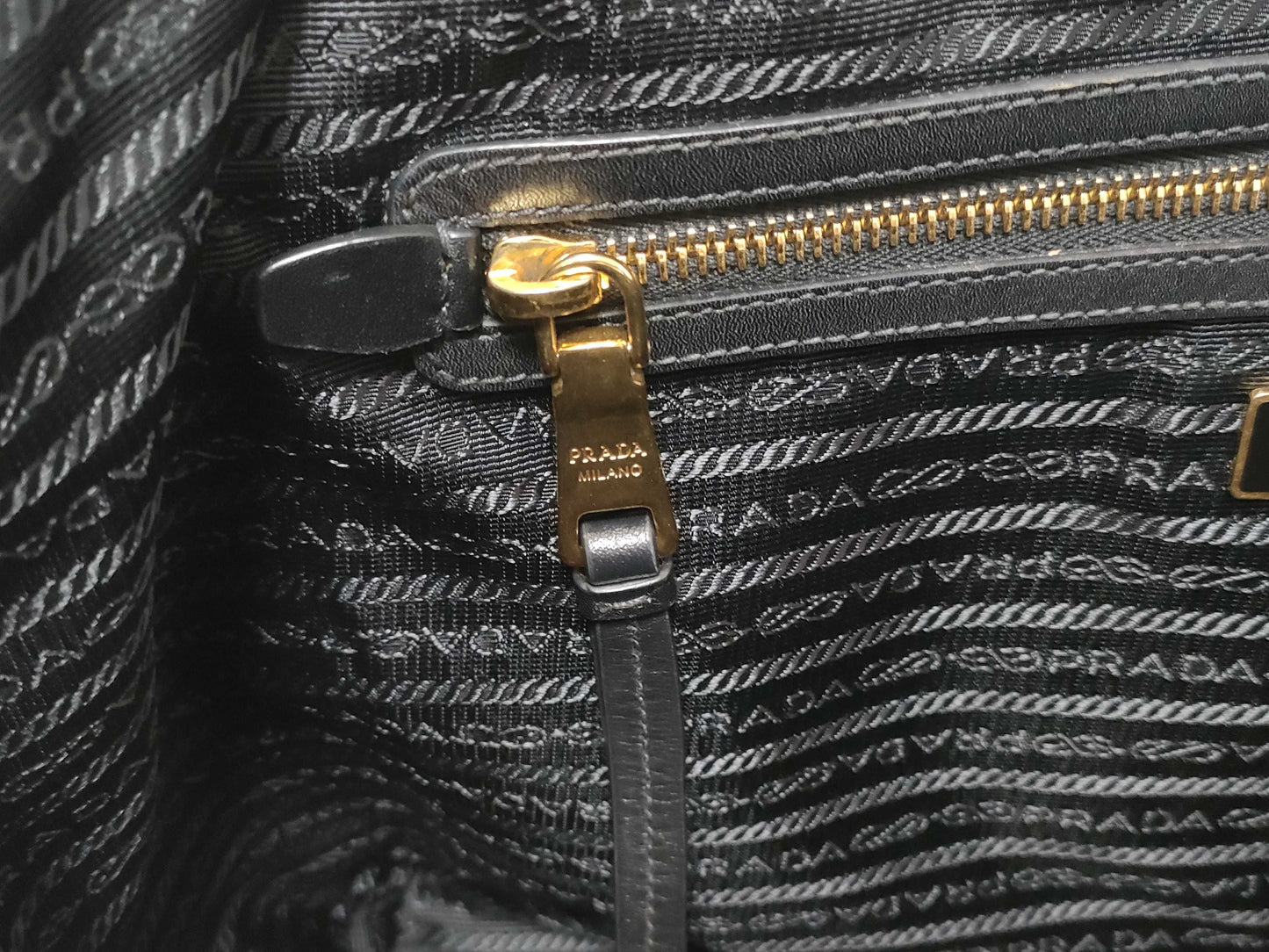 PRADA Triangle Logo Canvas Tote Bag