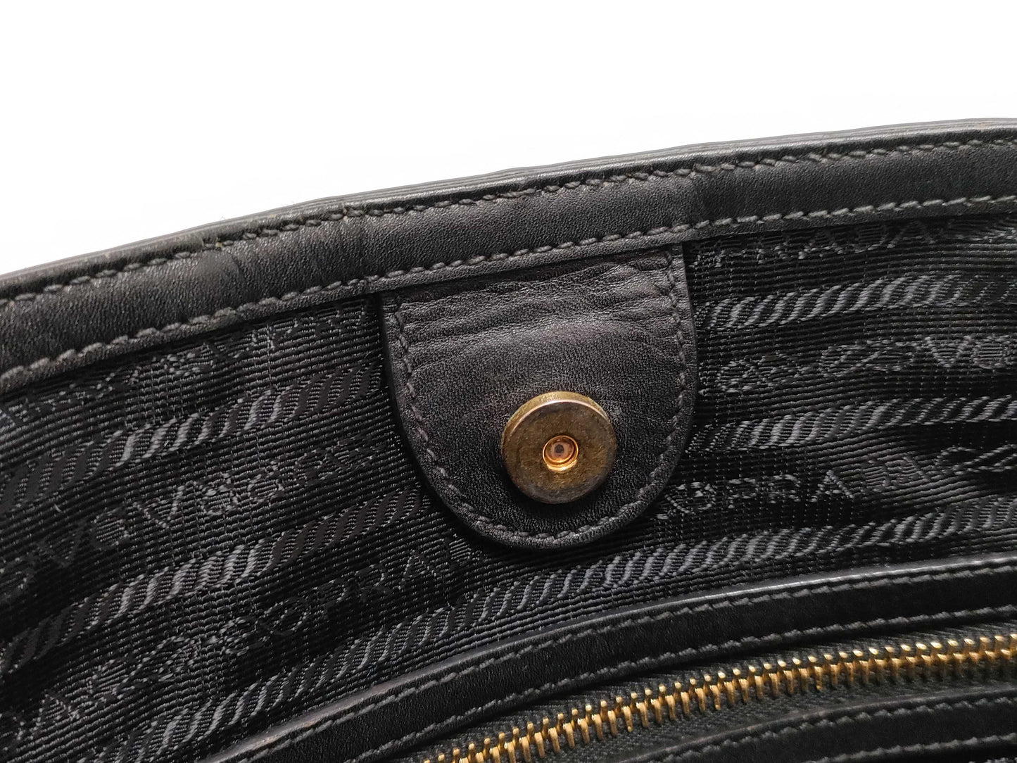 PRADA Triangle Logo Canvas Tote Bag