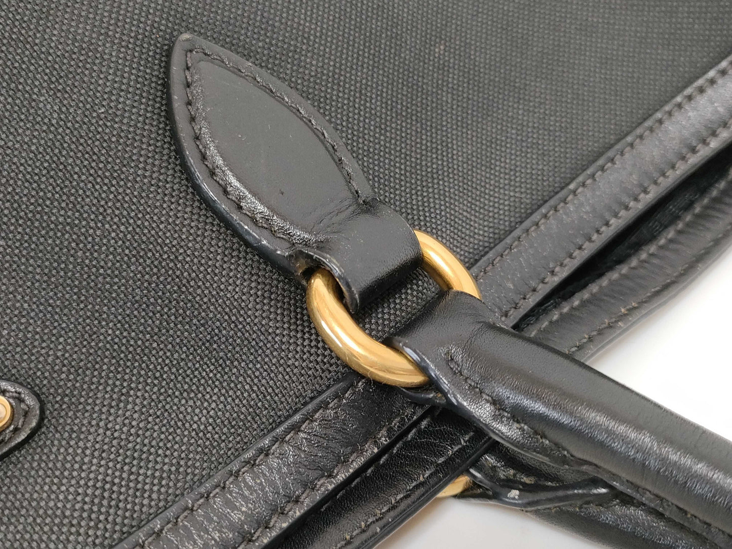 PRADA Triangle Logo Canvas Tote Bag
