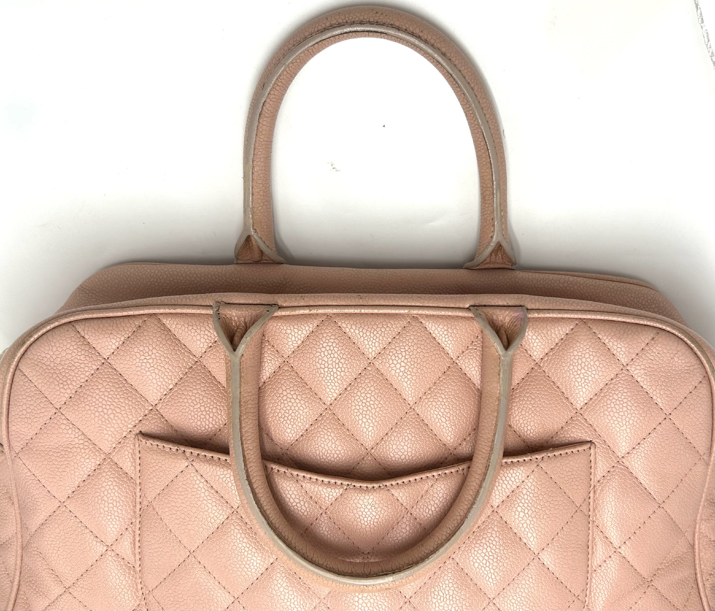 CHANEL Caviar Skin Boston Bag with Coco Mark Pink