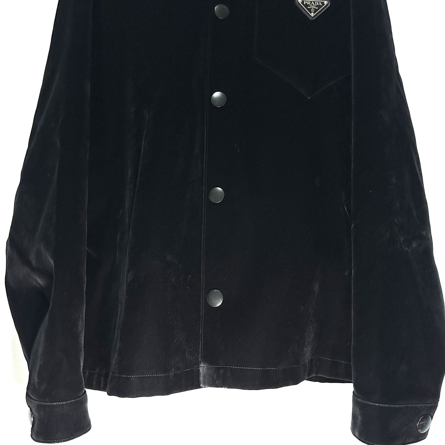 PRADA Triangle Logo Jacket 2023 Velvet Suede Velour Zip-Up Blouson Size L