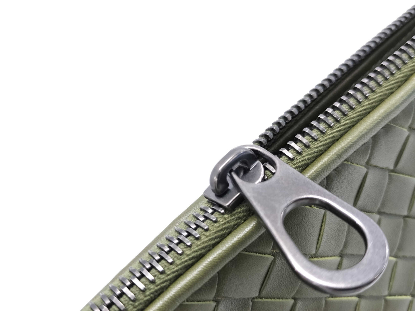 BOTTEGA VENETA Intrecciato Document Case Clutch Bag 224052 Green with Black Hardware, Calf Leather, BO216868 2F Clutch Bag