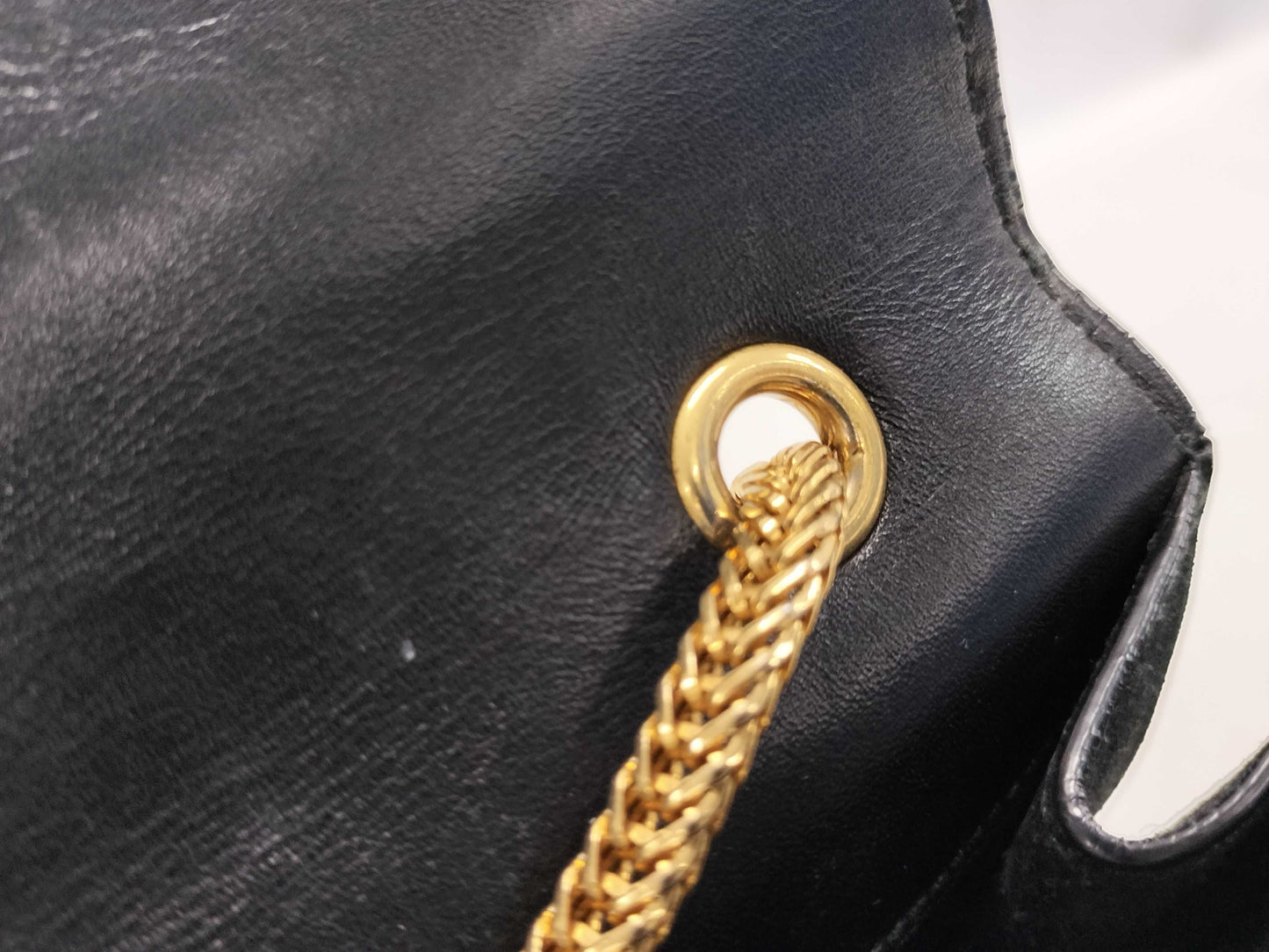 SAINT LAURENT SAINT LAURENT Chain Shoulder Bag Black with Gold Hardware and Suede Shoulder Bag