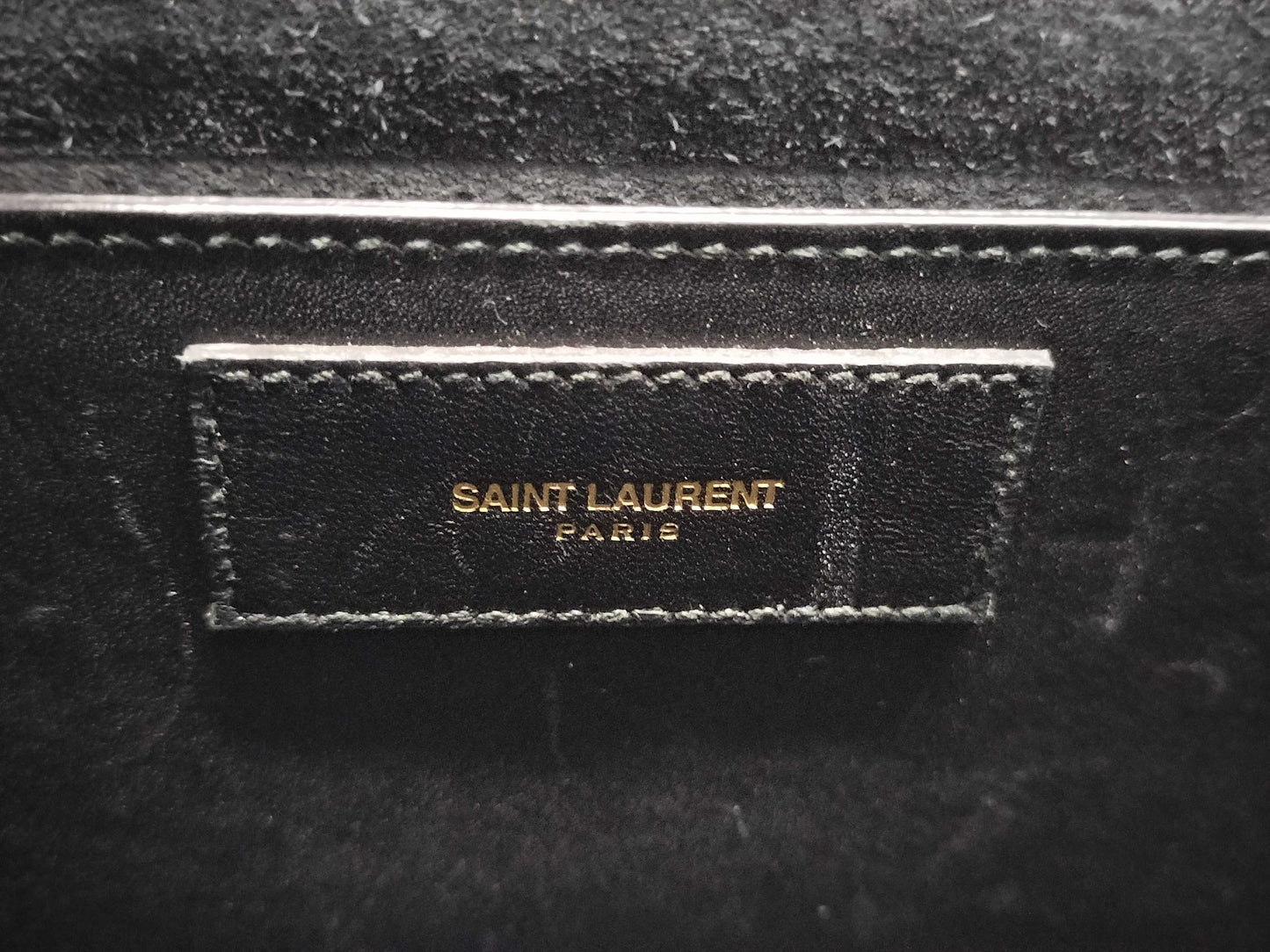 SAINT LAURENT SAINT LAURENT Chain Shoulder Bag Black with Gold Hardware and Suede Shoulder Bag