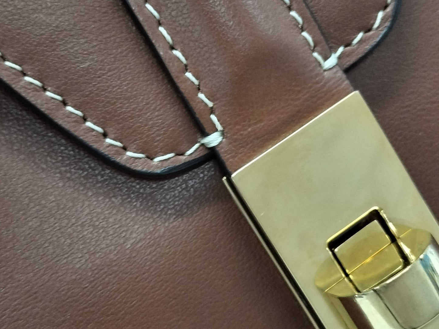 CELINE Seize Medium 2-Way Tote Bag 195543 Brown Leather with Gold Hardware F SL 2243 Tote Bag