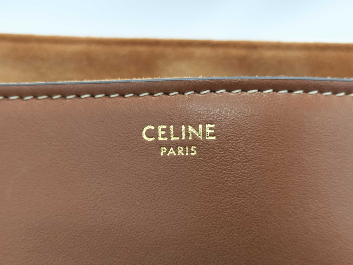 CELINE Seize Medium 2-Way Tote Bag 195543 Brown Leather with Gold Hardware F SL 2243 Tote Bag