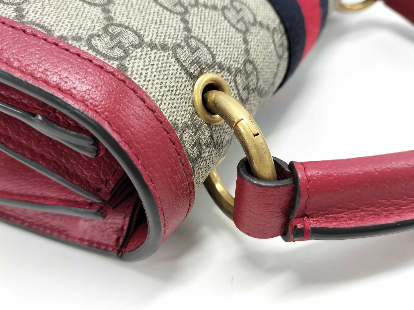 GUCCI Queen Margaret 2-way handbag 476541 Beige, Red, Gold hardware, PVC, Leather 493075 Handbag