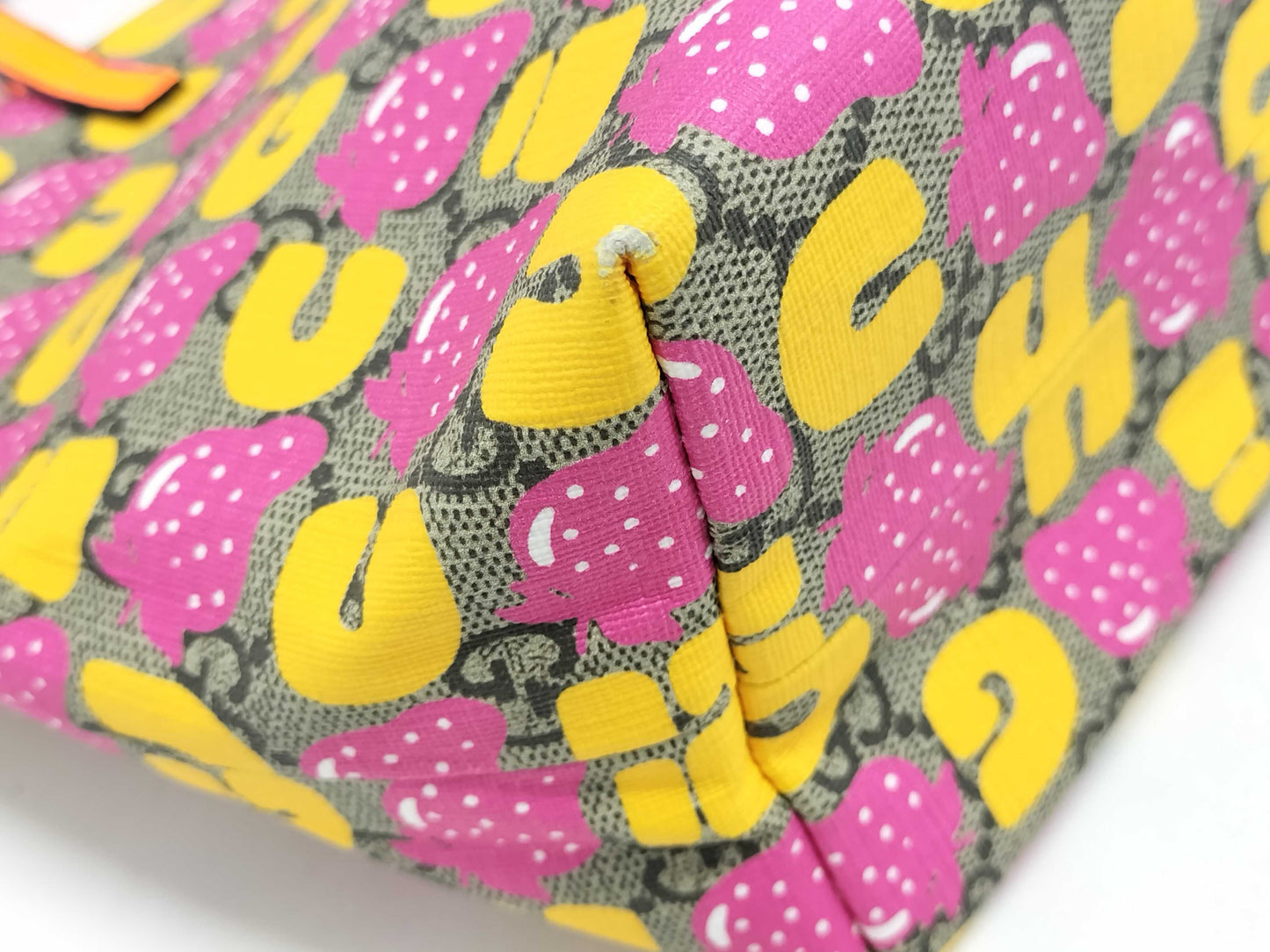 GUCCI Children's Strawberry Print Handbag, Kids Line, 410812, Multi Beige, Silver Hardware, GG Supreme Leather, 204991, Handbag