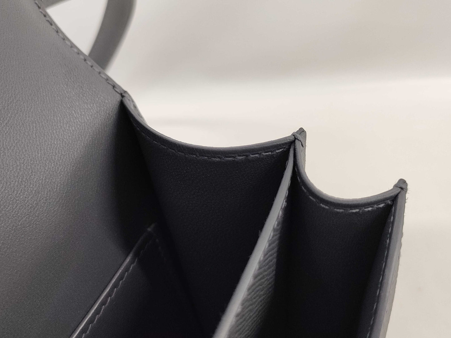 HERMES Constance Mini Epsom Ardoise Lacquer Shoulder Bag with Black Hardware and K Stamp