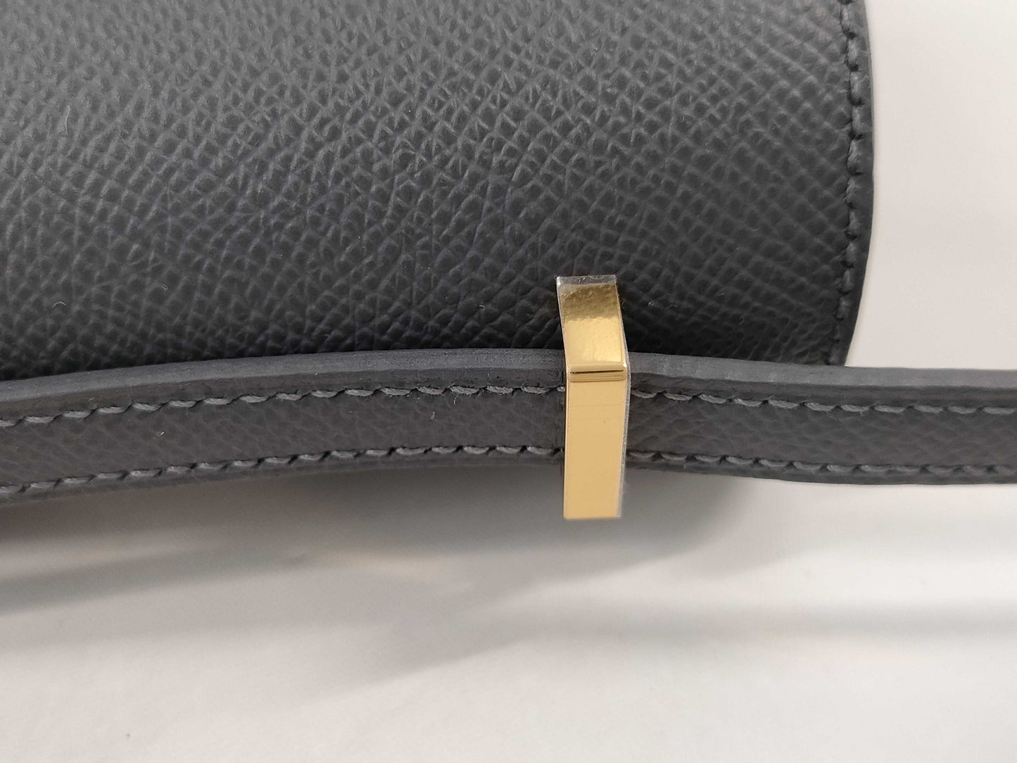 HERMES Constance Mini Epsom Ardoise Lacquer Shoulder Bag with Black Hardware and K Stamp