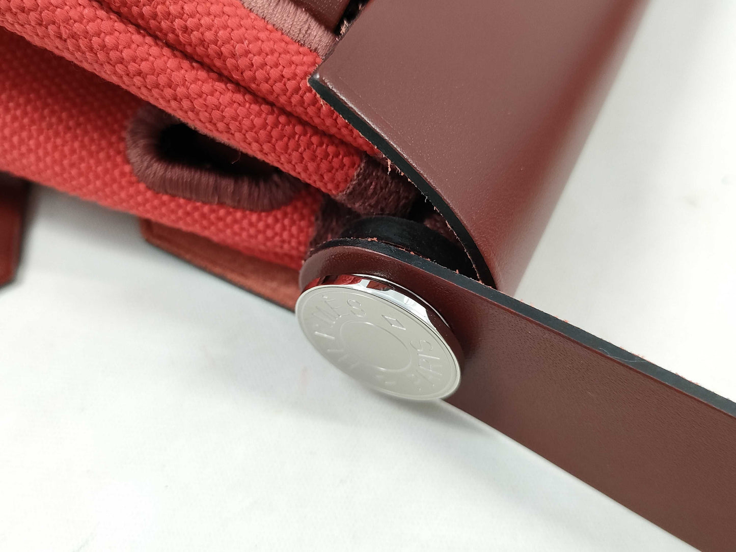 HERMES Mini Zip 20 Shoulder Bag in Rouge H Silver with Silver Hardware and K Stamp