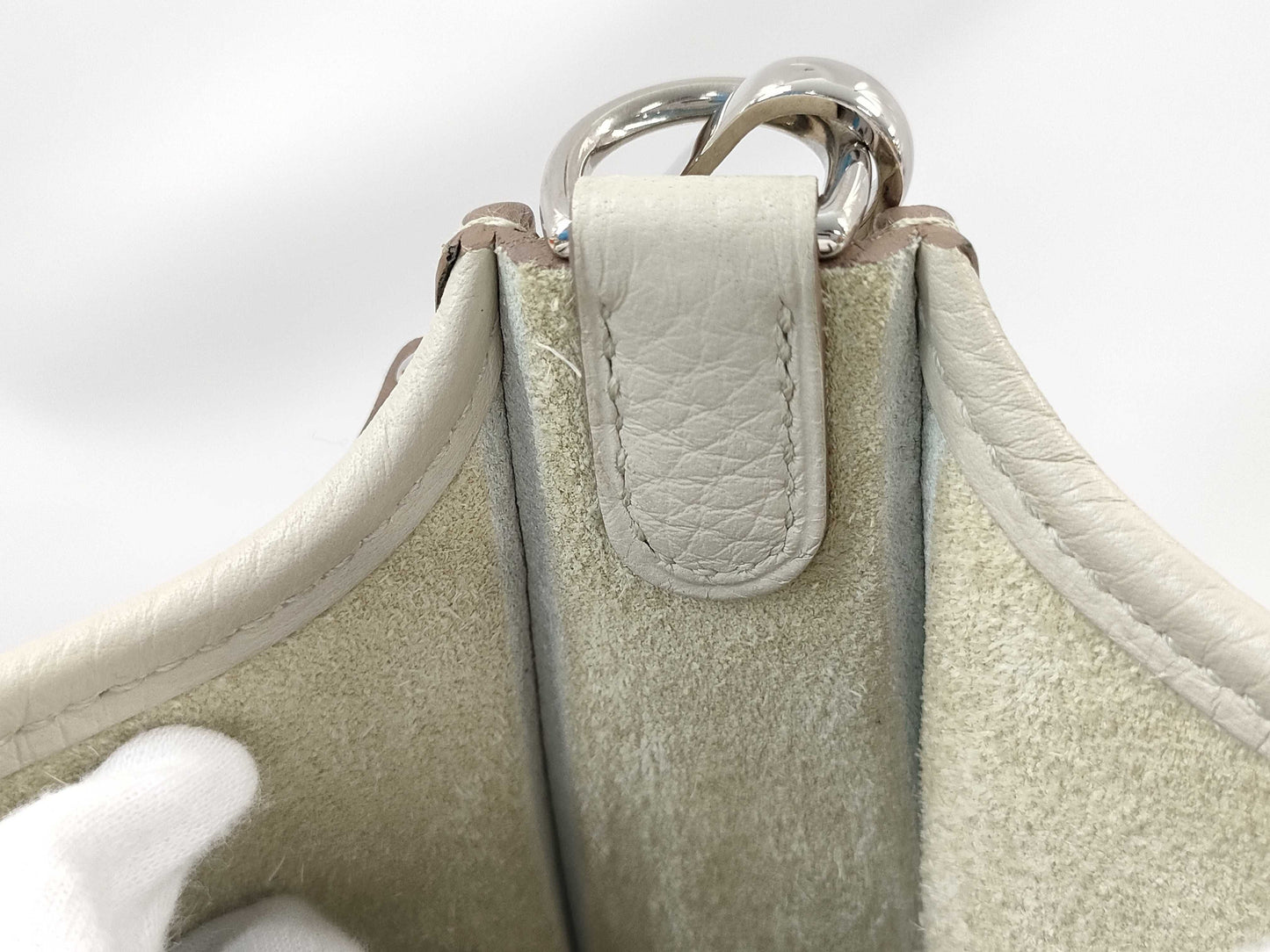 HERMES Mini Evelyn Amazone 16 TPM Beton Shoulder Bag with Silver Hardware and U Stamp