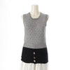 LOUIS VUITTON Cashmere Sleeveless Sweater Black Silver Size S Tops