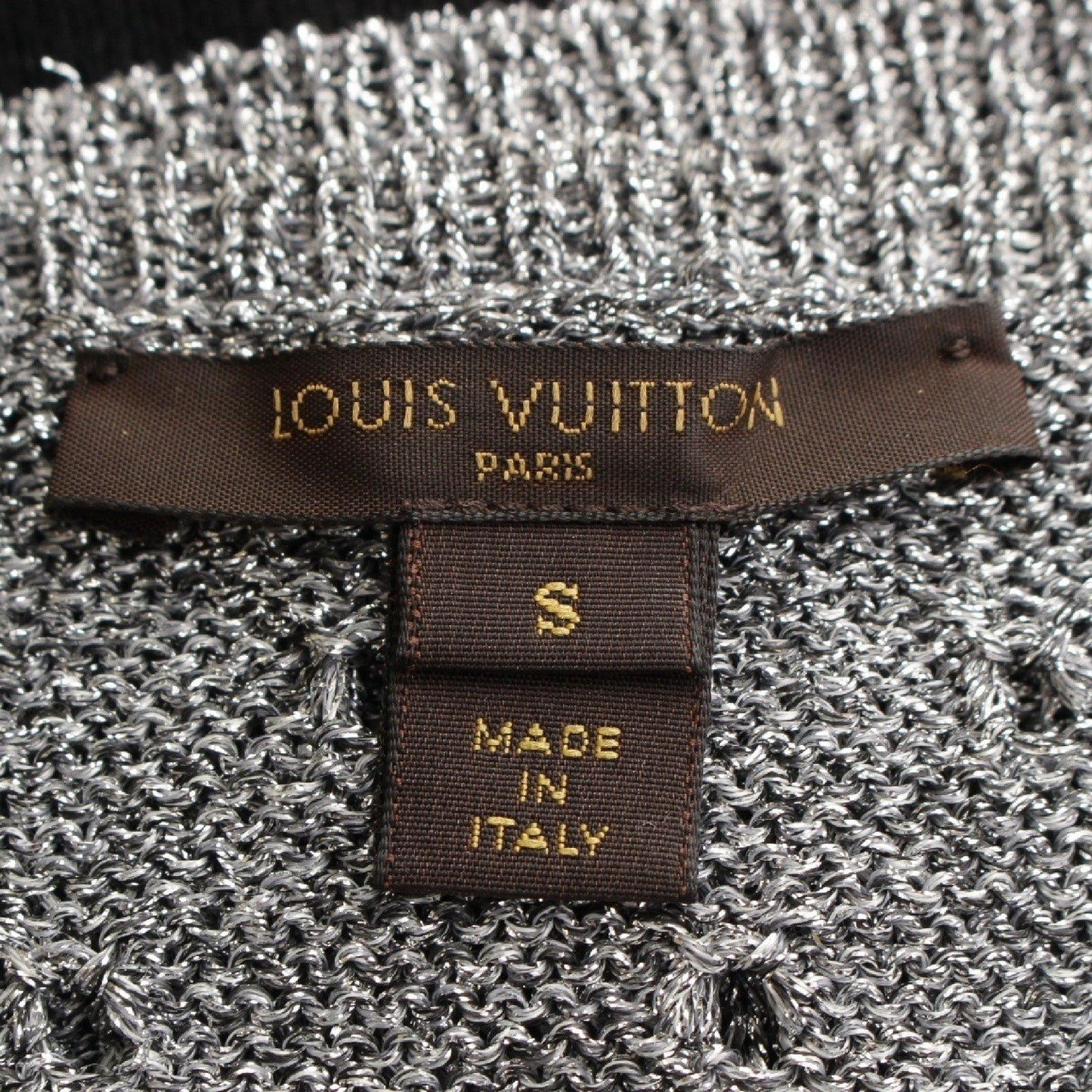 LOUIS VUITTON Cashmere Sleeveless Sweater Black Silver Size S Tops