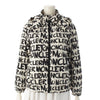 MONCLER HANOI Nylon Logo All-Over Print Hooded Nylon Jacket in Off-White and Black, Kids Size 12