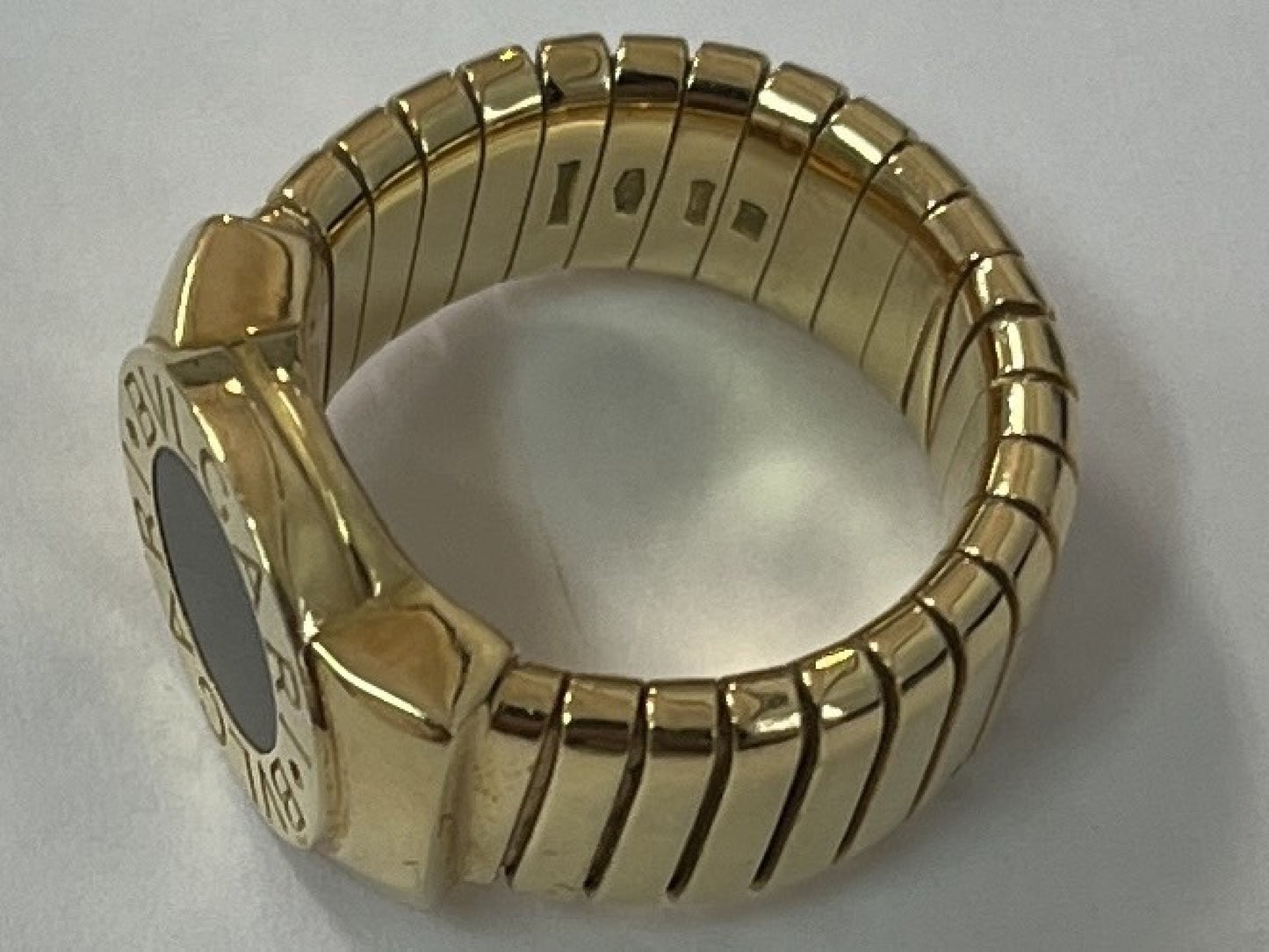 BVLGARI BB Tubogas Onyx YG AU750 19.4g Ring
