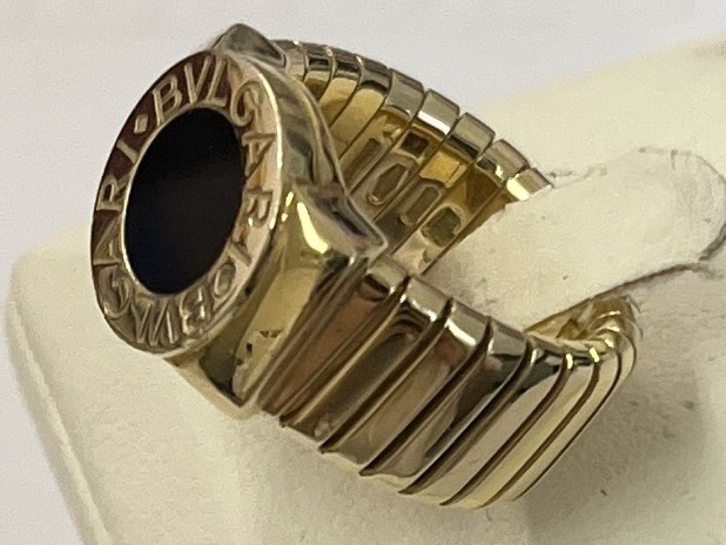 BVLGARI BB Tubogas Onyx YG AU750 19.4g Ring