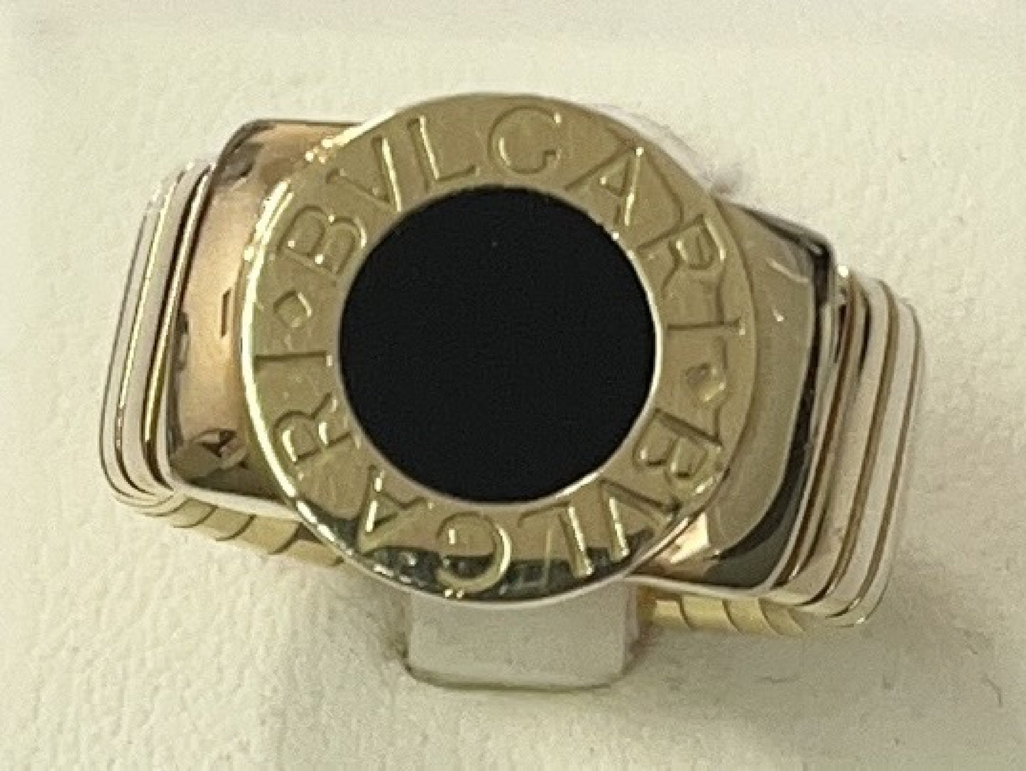 BVLGARI BB Tubogas Onyx YG AU750 19.4g Ring