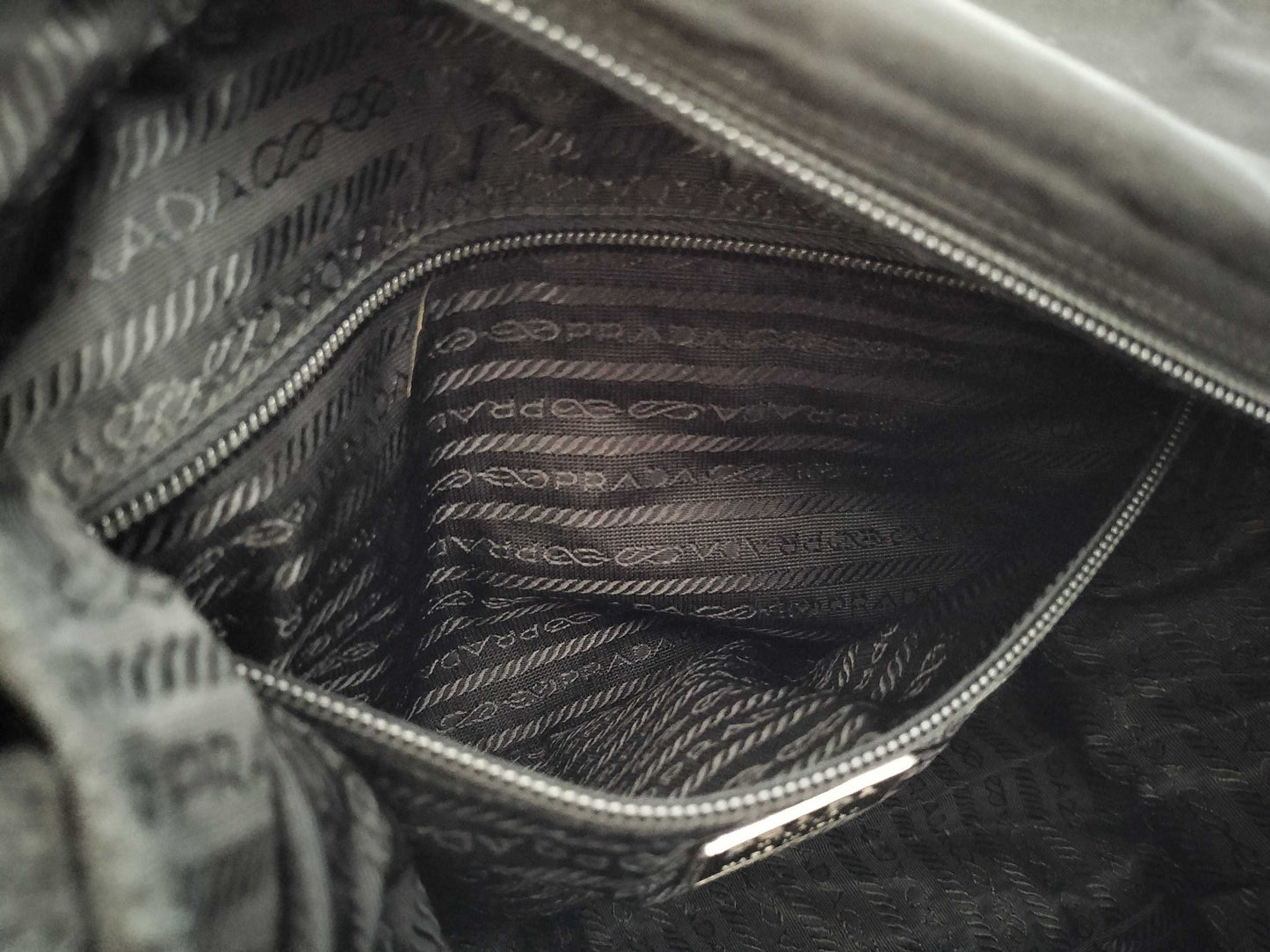 PRADA Nylon PRADA B6672 Tessuto Leather Black B Tote Bag