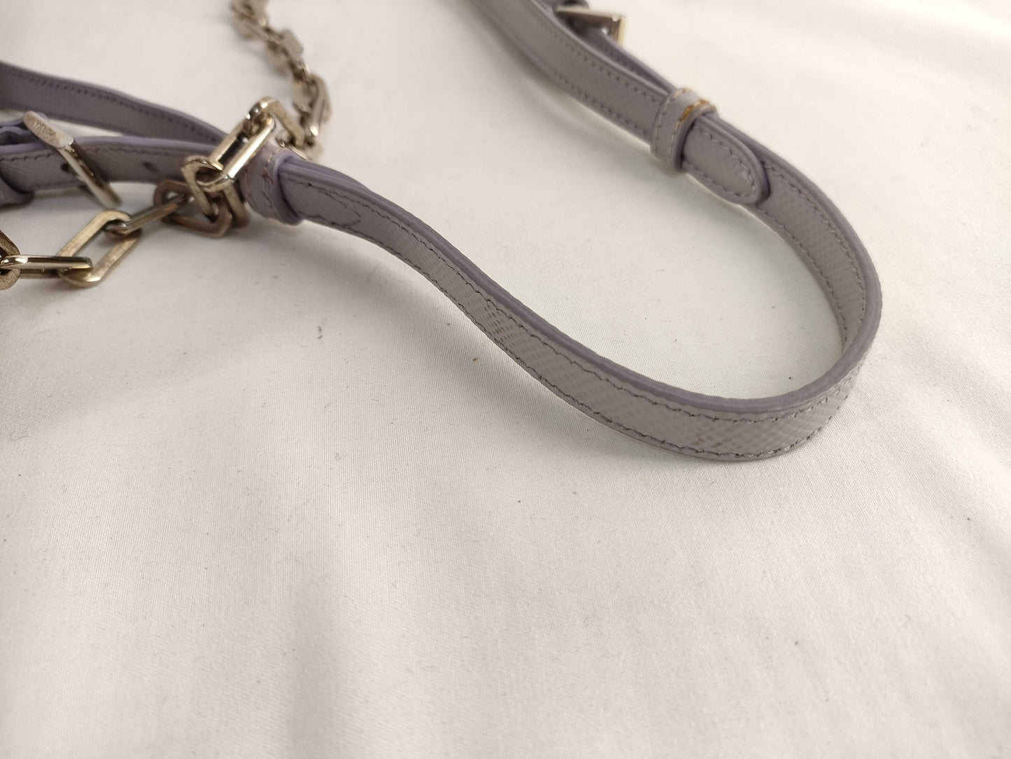 PRADA Prada Leather Chain Shoulder Bag Gray Shoulder Bag