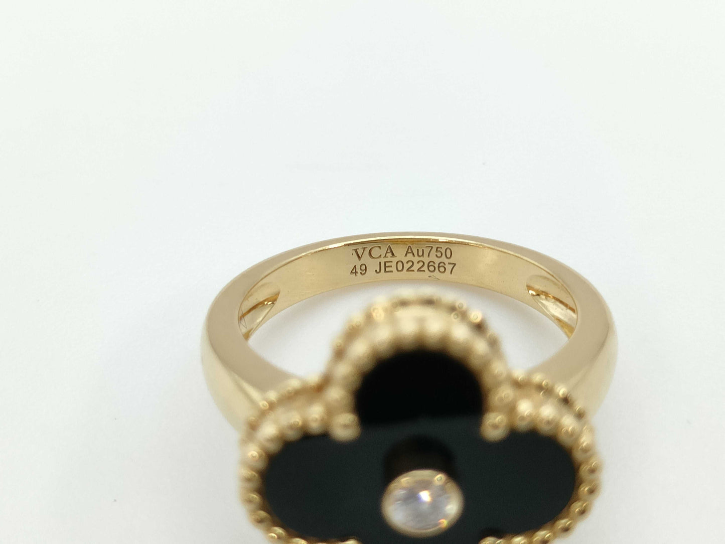 Van Cleef & Arpels Vintage Alhambra #49 Onyx 1PD Yellow Gold Au750 6.6g Ring