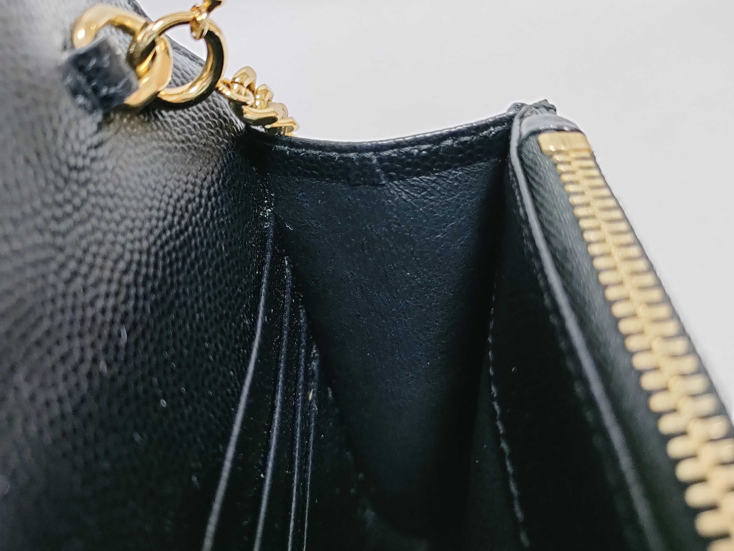 SAINT LAURENT Yves Saint Laurent Caviar Leather Chain Shoulder Bag with YSL Hardware