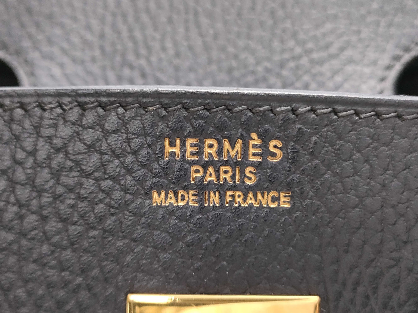 HERMES Birkin 30 Ardennes Black GP Hardware C Stamp 2 Keys Padlock Cloche Dust Bag Handbag