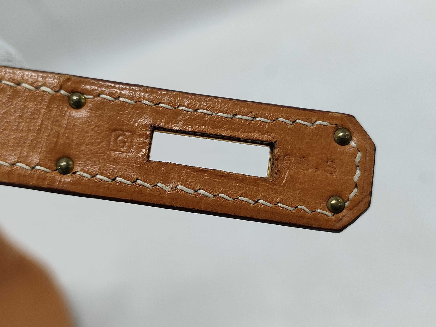 HERMES Kelly 32 Ardennes Natural Shoulder Bag with G Stamp and GP Hardware