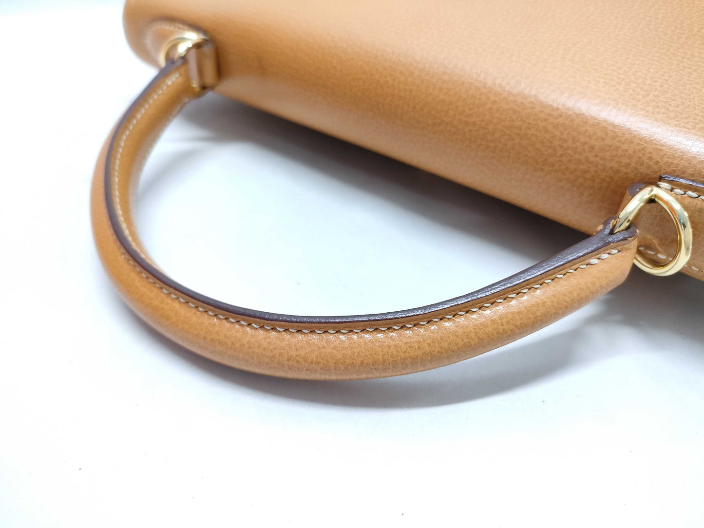 HERMES Kelly 32 Ardennes Natural Shoulder Bag with G Stamp and GP Hardware