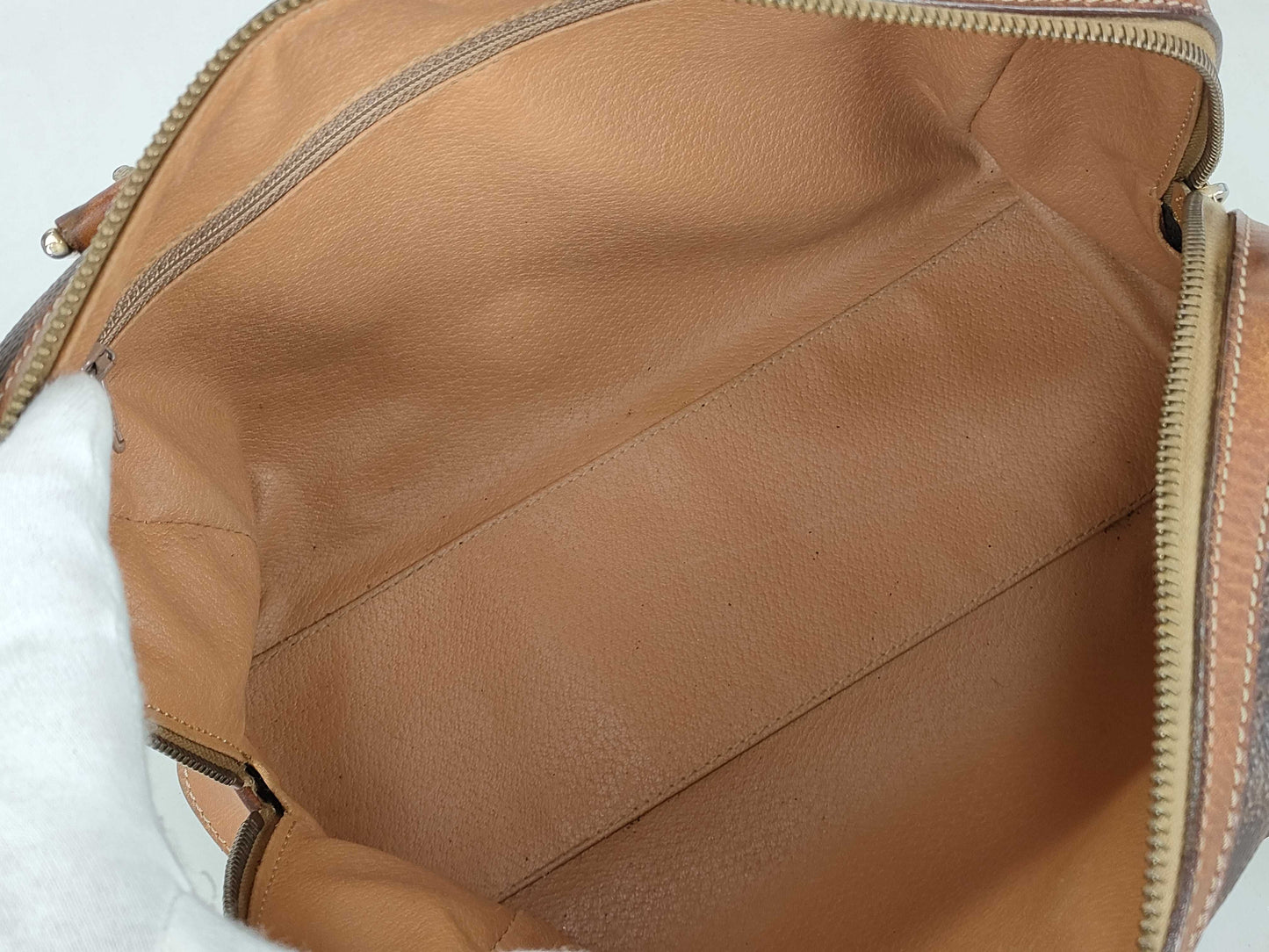 CELINE M13 Mini Boston Bag, Macadam Pattern Leather, Brown
