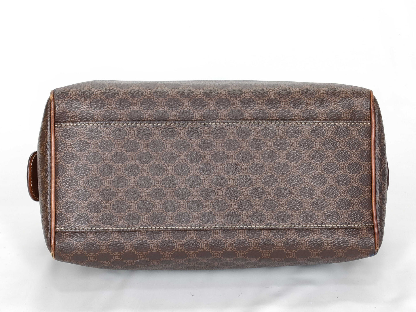 CELINE M13 Mini Boston Bag, Macadam Pattern Leather, Brown