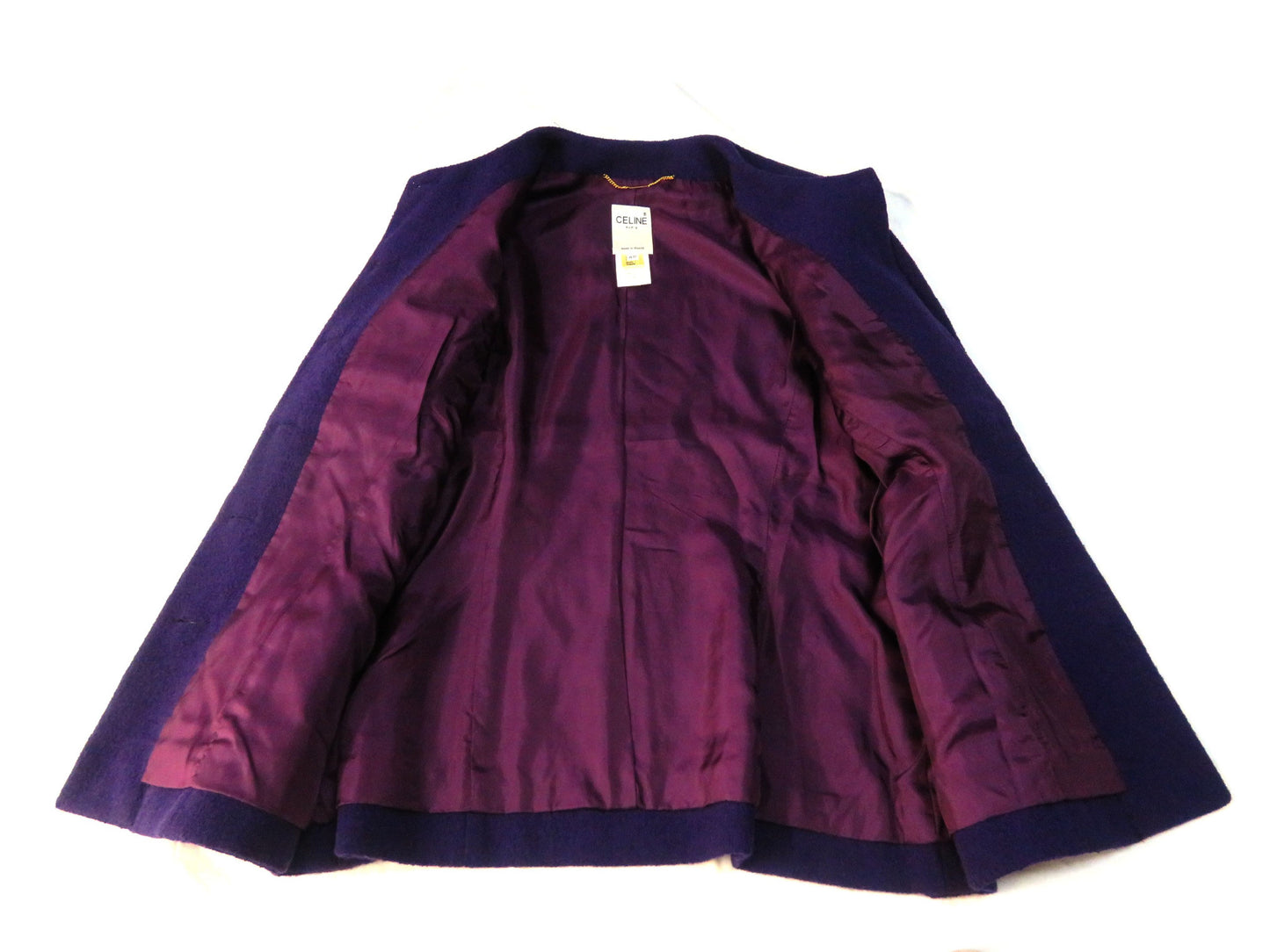 CELINE Suit Set, Wool Jacket and Skirt, Size 40, Purple, Other Apparel
