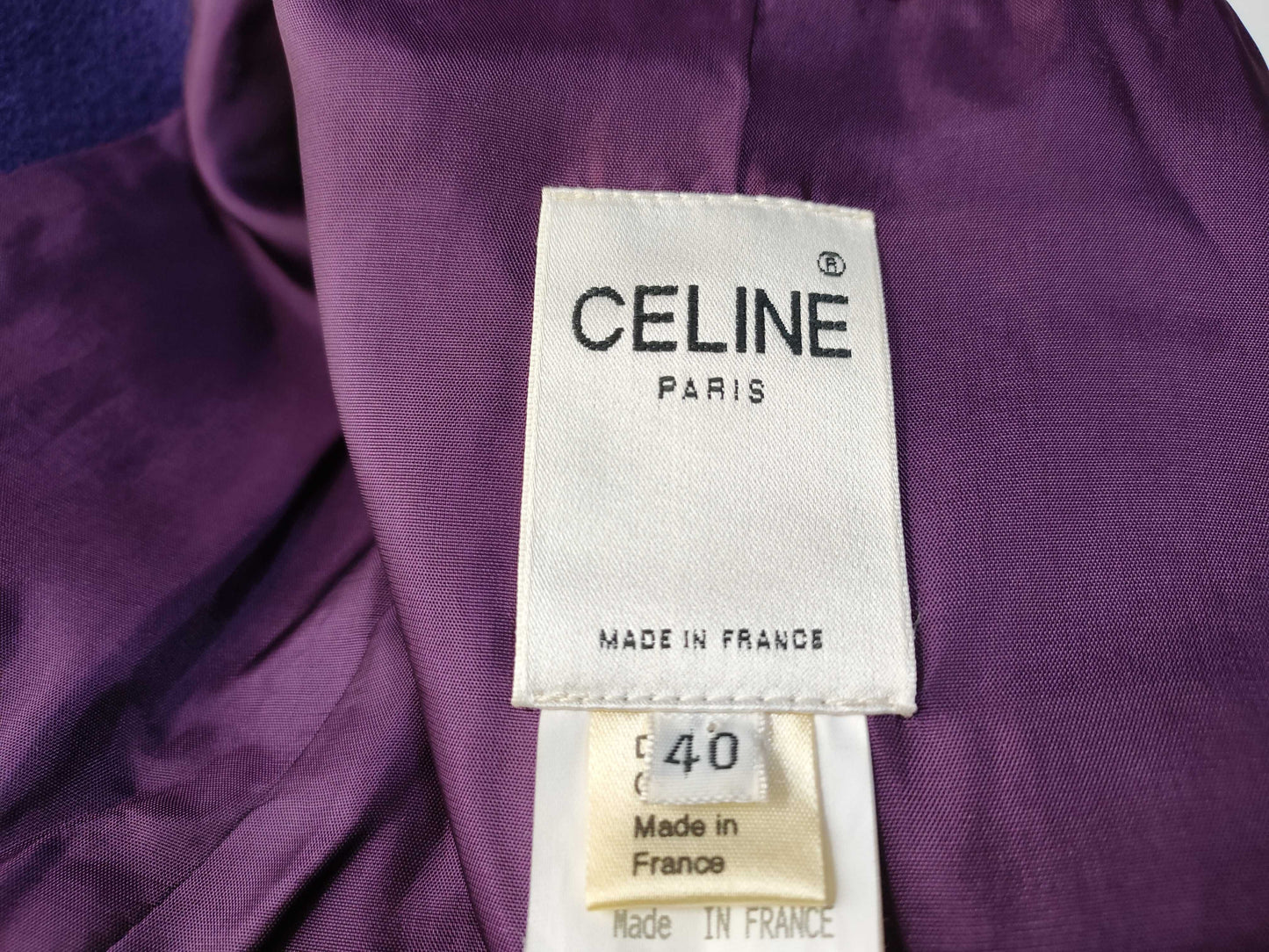 CELINE Suit Set, Wool Jacket and Skirt, Size 40, Purple, Other Apparel
