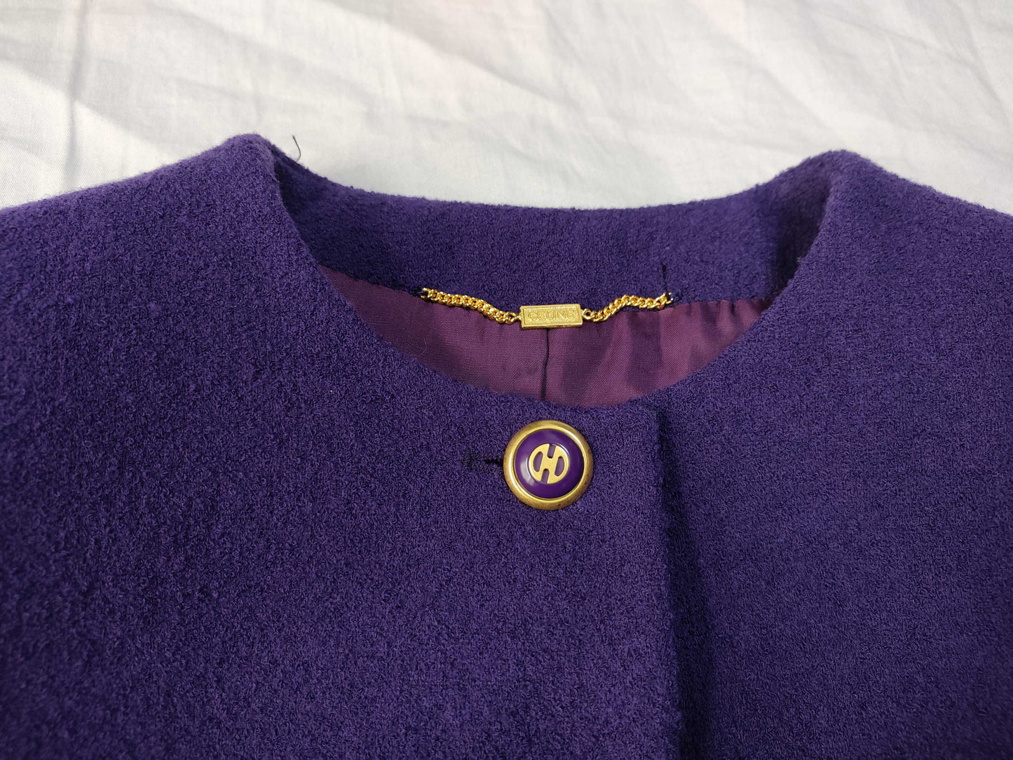 CELINE Suit Set, Wool Jacket and Skirt, Size 40, Purple, Other Apparel
