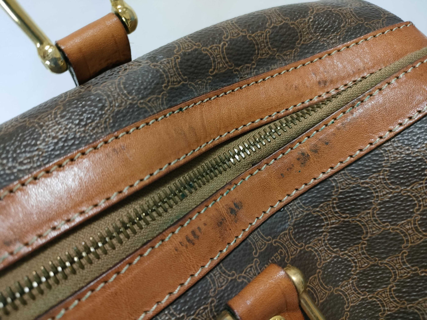 CELINE Boston Bag Macadam Pattern/Brown Boston Bag