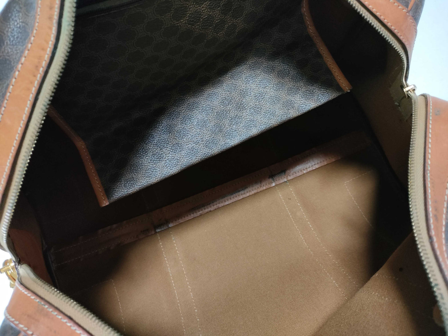 CELINE Boston Bag Macadam Pattern/Brown Boston Bag