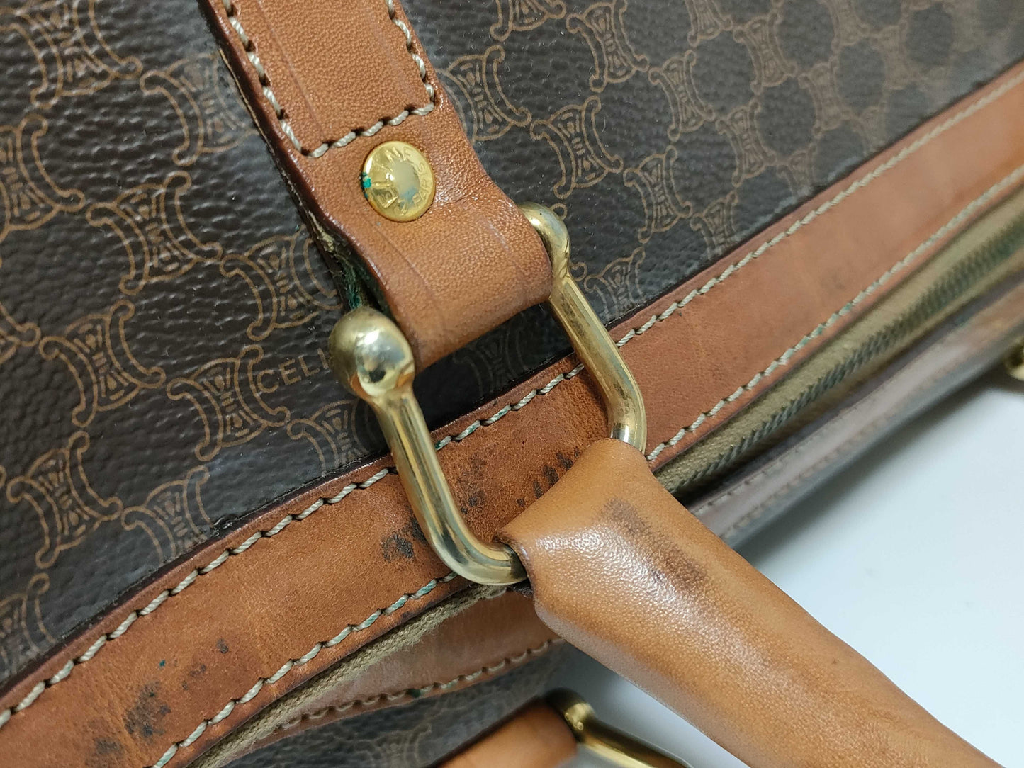 CELINE Boston Bag Macadam Pattern/Brown Boston Bag
