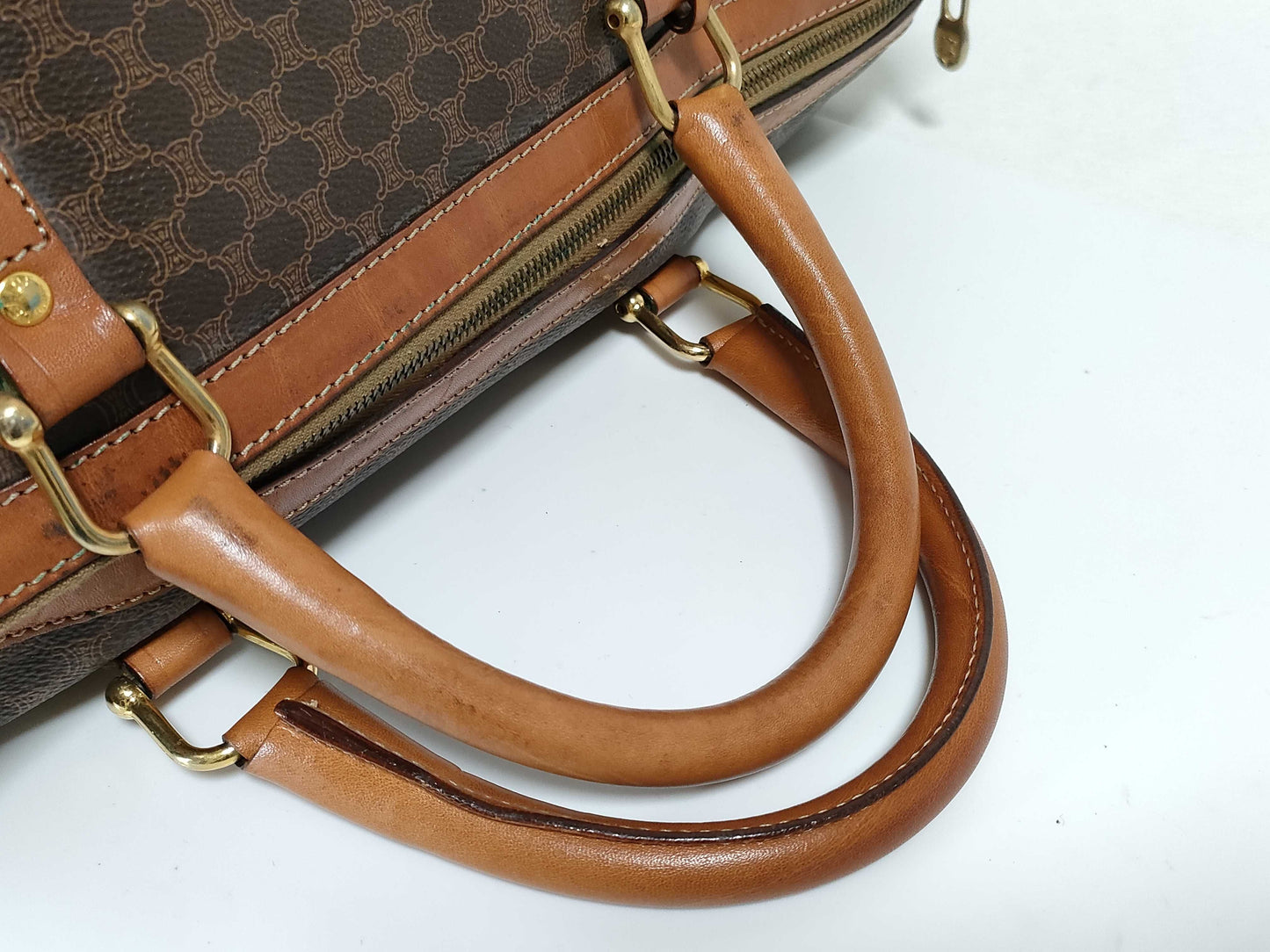 CELINE Boston Bag Macadam Pattern/Brown Boston Bag