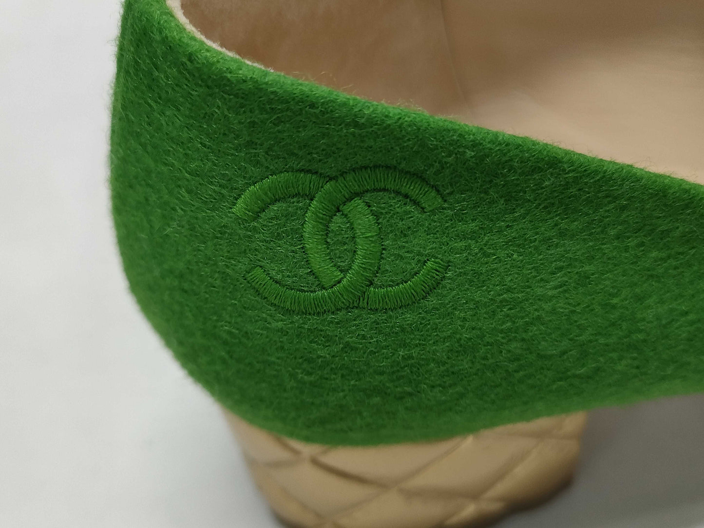 CHANEL Camellia Felt Pumps, Size 38C
