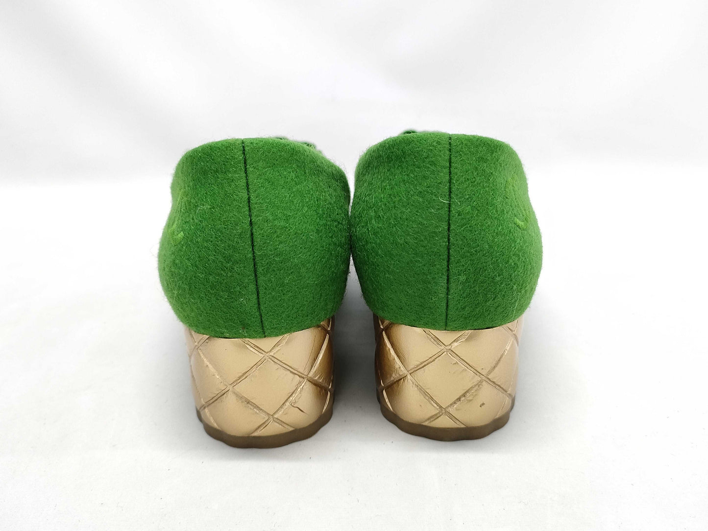 CHANEL Camellia Felt Pumps, Size 38C