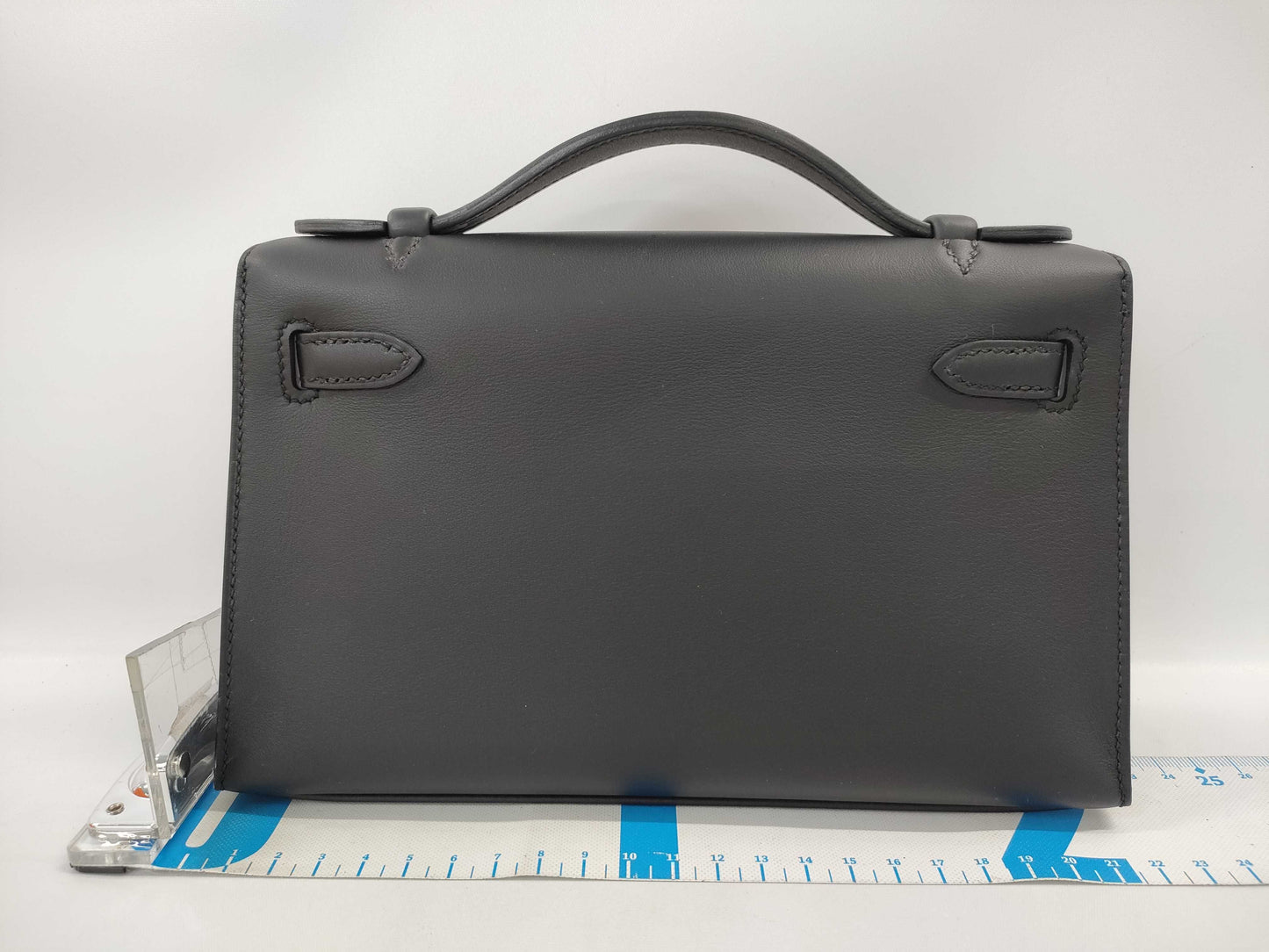 HERMES Pochette Kelly Black Swift W Stamp Gold Hardware Handbag