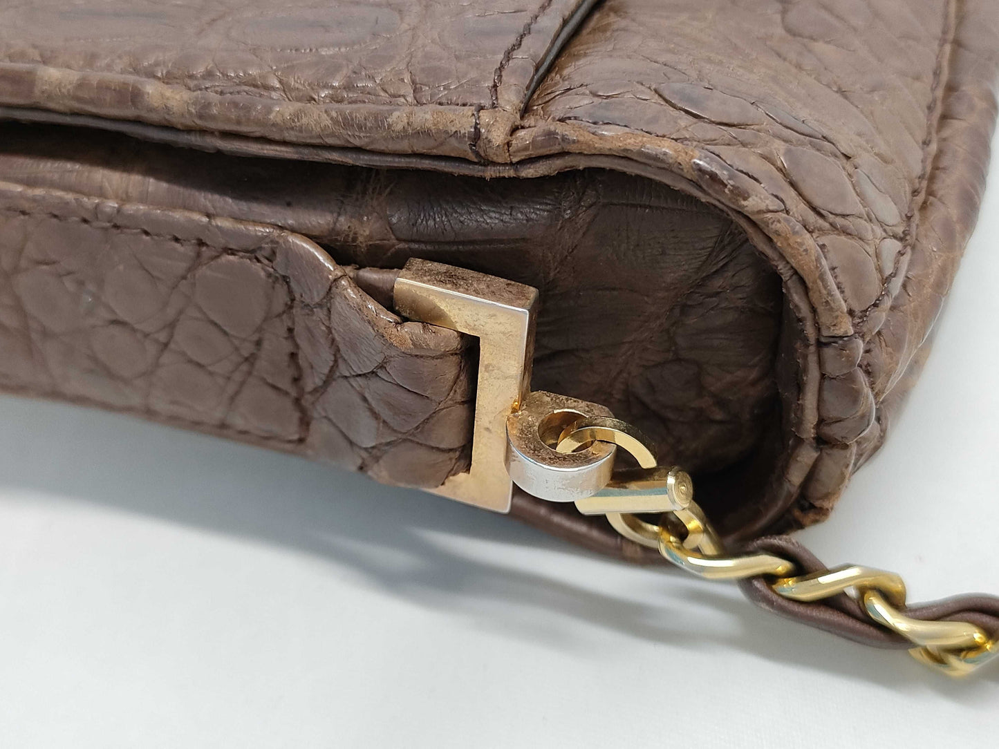 CHANEL Crocodile Chain Shoulder Bag with Seal