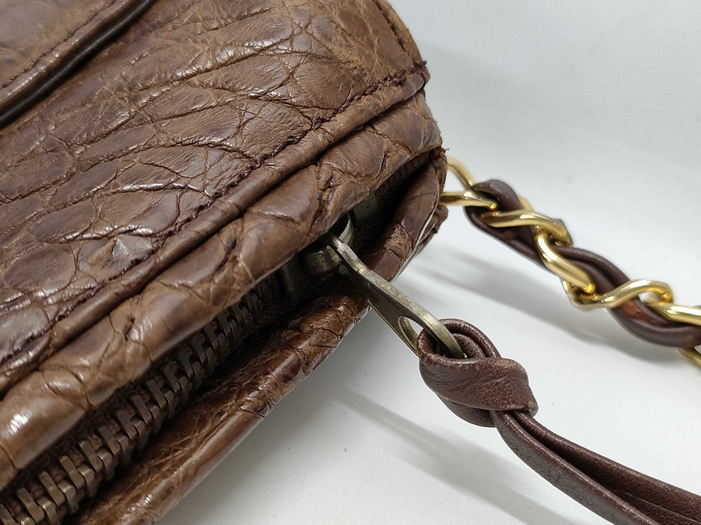 CHANEL Crocodile Chain Shoulder Bag with Seal