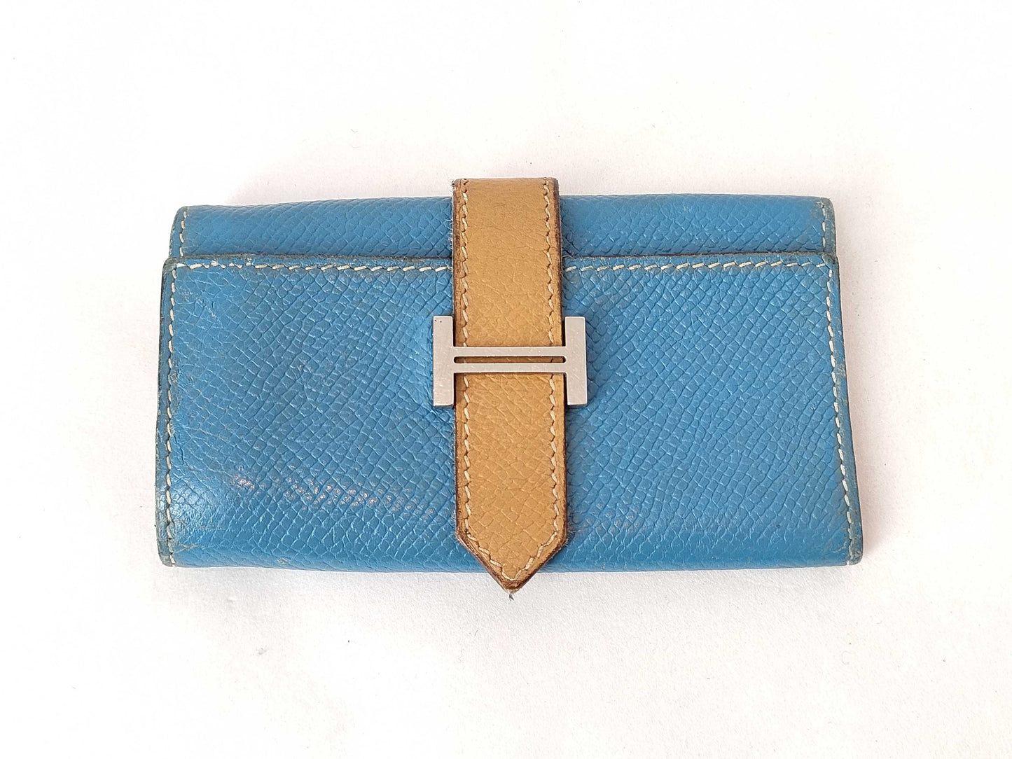 HERMES Bearn Bearn 4-Key Case Epson Blue Jean Two-Tone Large Key Case/Key Holder