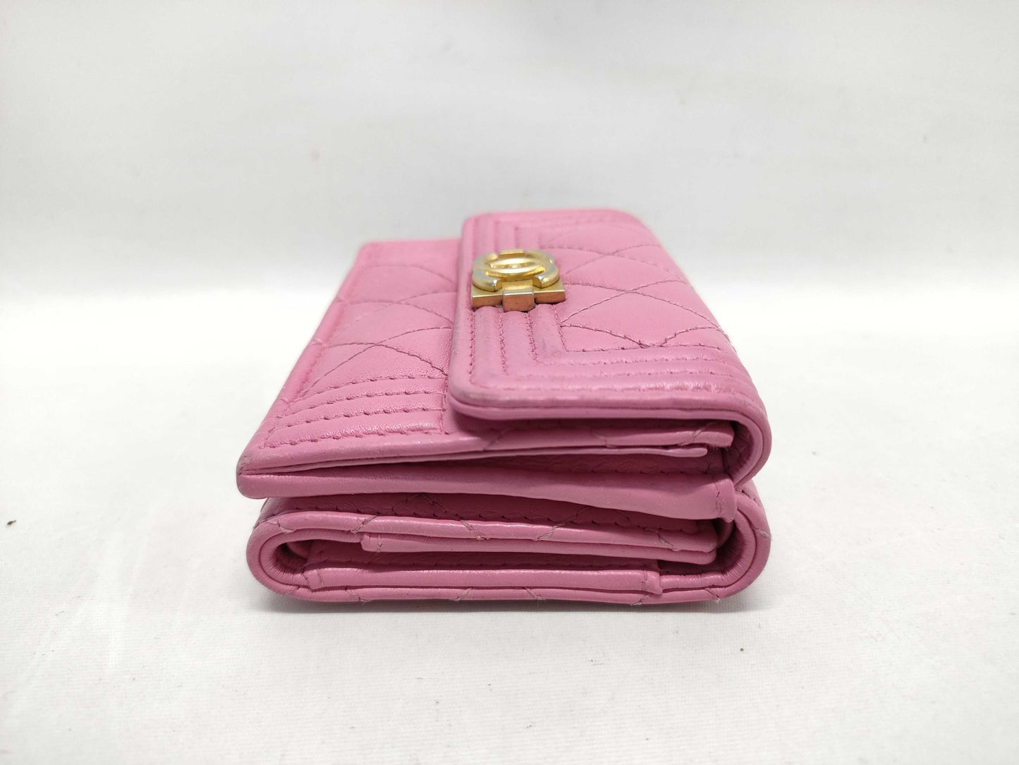 CHANEL Boy Chanel Compact Wallet, Pink, No. 26