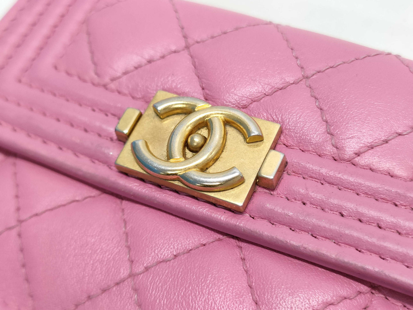 CHANEL Boy Chanel Compact Wallet, Pink, No. 26