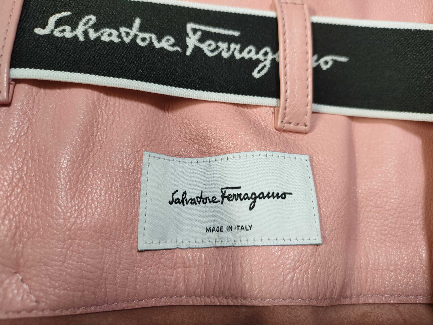 Salvatore Ferragamo Leather Skirt, Pink, Size 40, Belted